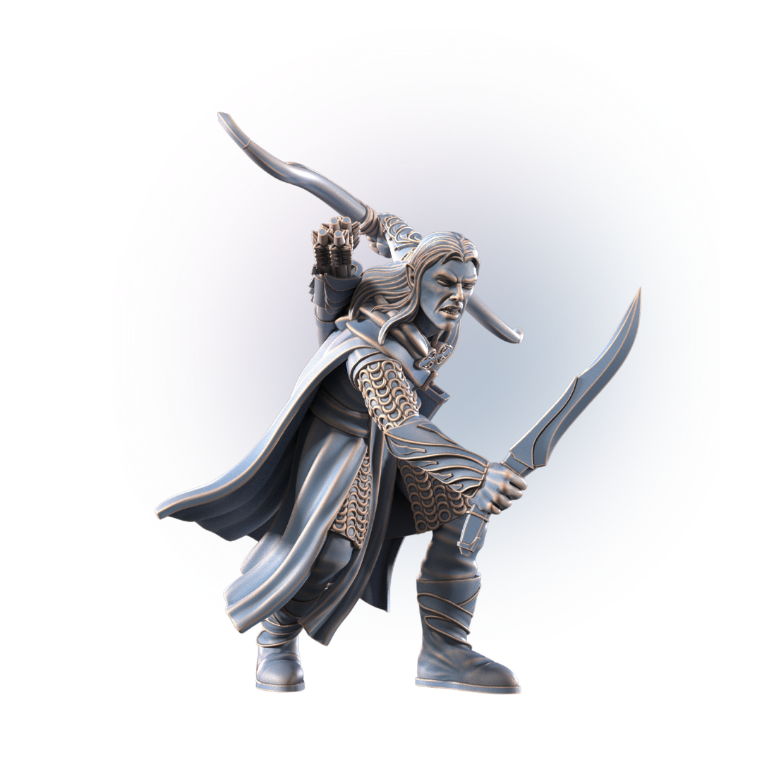 Galanthir Elves_ Forest guardian captain bow & sword