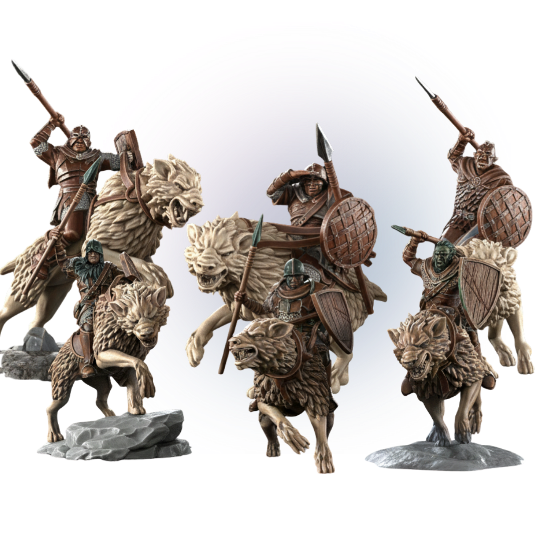 6x Morlok Riders with Shield and throwing spears-f