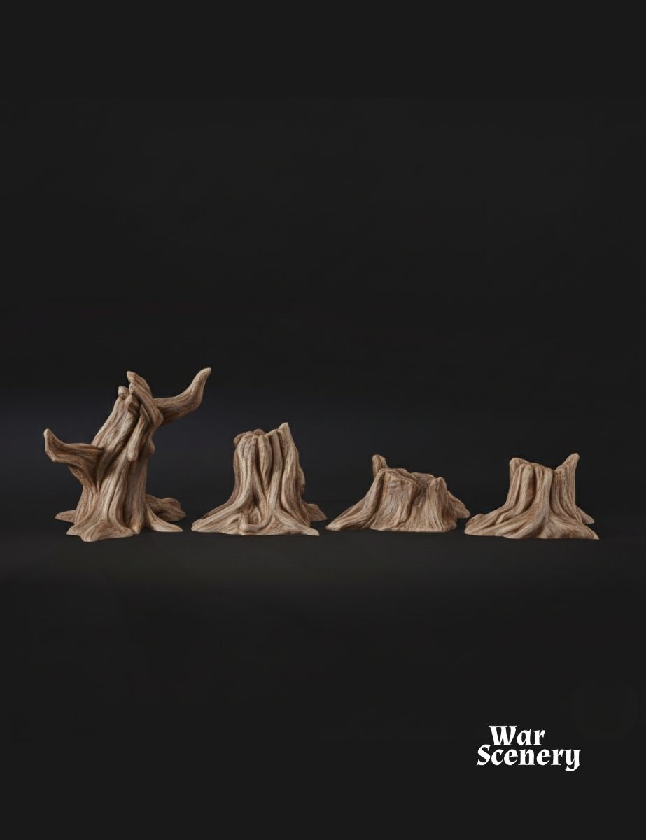4x Burnt tree stump