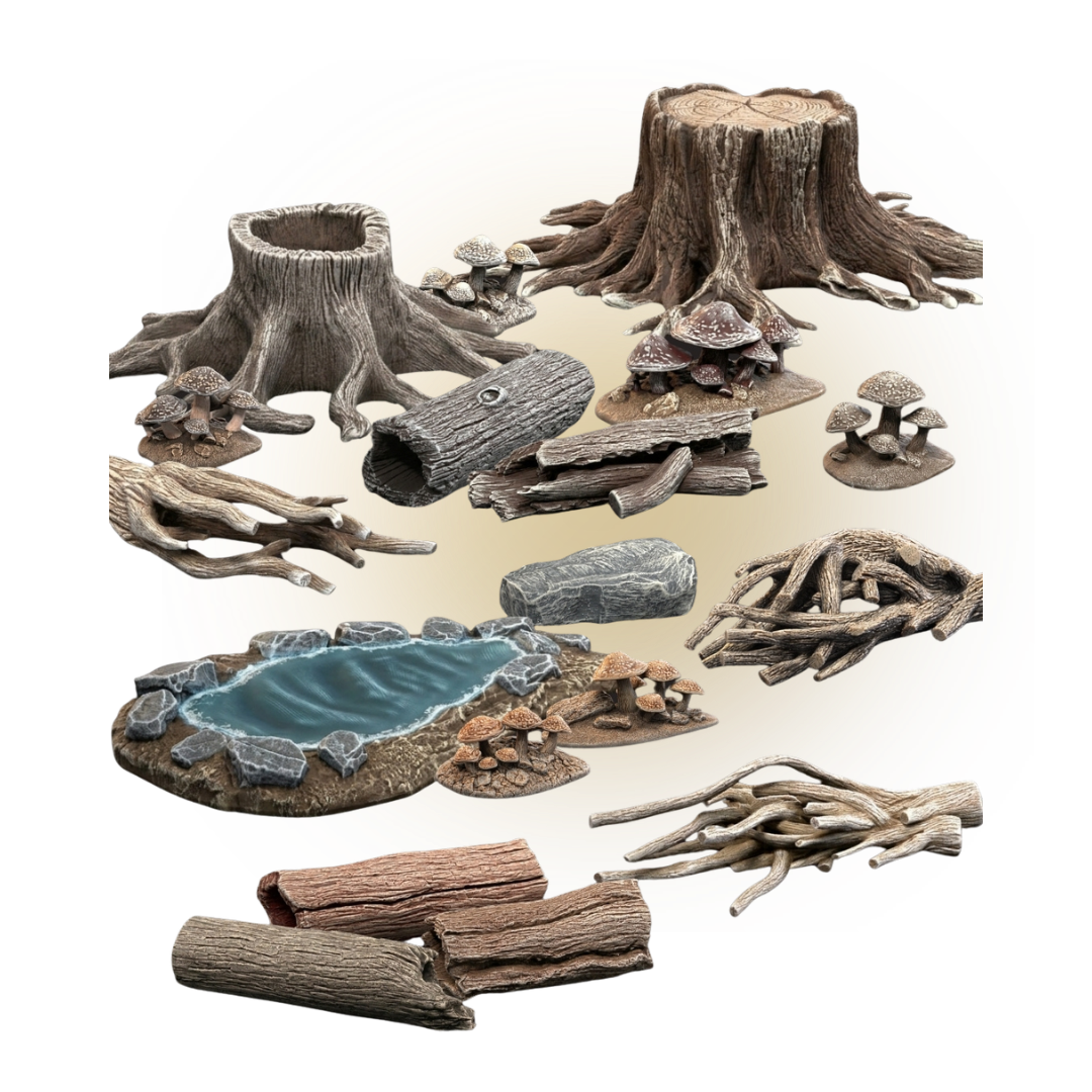 Autumn bundle_ Logs, mushrooms, stumps